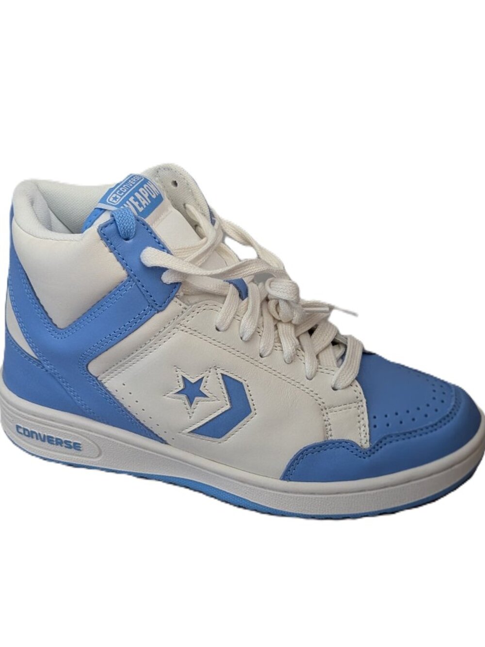 Converse Weapon Leather Mid Basketball Shoes Mens 11 Light Blue White A10957C